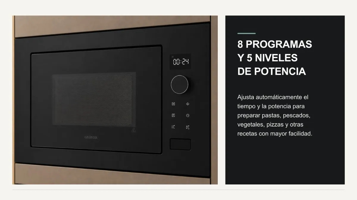 8 programas predeterminados y 5 niveles de potencia