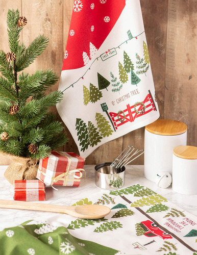 Juego De 2 Toallas Decorativas De Algodón Diseño Navideño