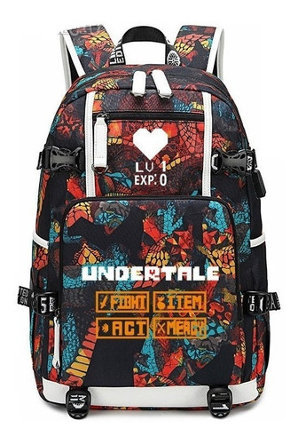 Mochila Con Puerto Usb De Undertale San Love, De Anime