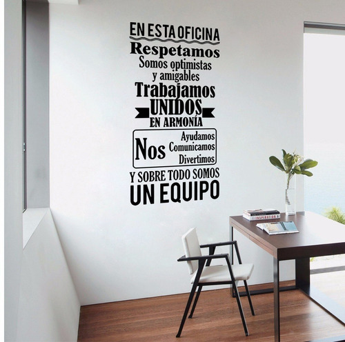 Vinil Decorativo Para Pared Frases Letras En Esta Oficina...