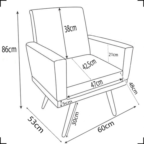 Kit 2 Poltronas Decorativas Para Sala De Estar Reforçadas Cor Preto Desenho Do Tecido Suede Liso