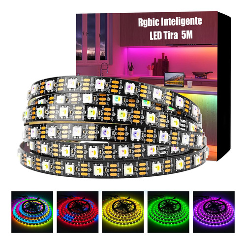 Tira De Luces Led Luz Rgbic Ws2812b Inteligente 5m De 5v