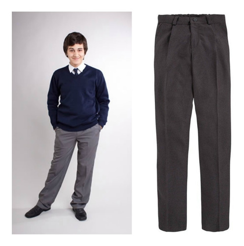 Pantalon Colegial, Talle 52 Al 54, Sarga, Gris, Excelente