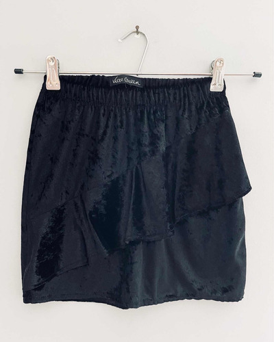 Pollera Chifón Negra Con Volados Mujer Violeta Garín (zara)