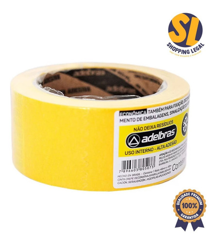 Imagem 3 de 5 de Fita Crepe Demarcação 785 Amarela 48mm X 40m Adelbrás