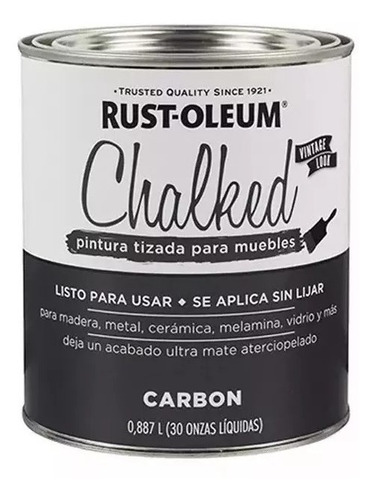 Pintura Chalked Rust Oleum Tizada Color  Gris Carbón 0.887 L