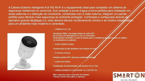 Camera Externa Smart Hd Ip65 Wi-fi Hd 3.6mm Liv