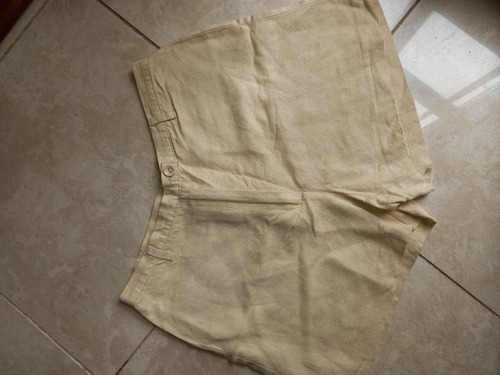 Short De Lino Camel Talle 38, De Vestir Sisley