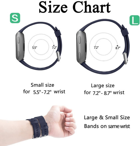 Imagen 6 de 9 de 3 Mallas Para Reloj Fitbit Versa / Versa 2 / Talle Large