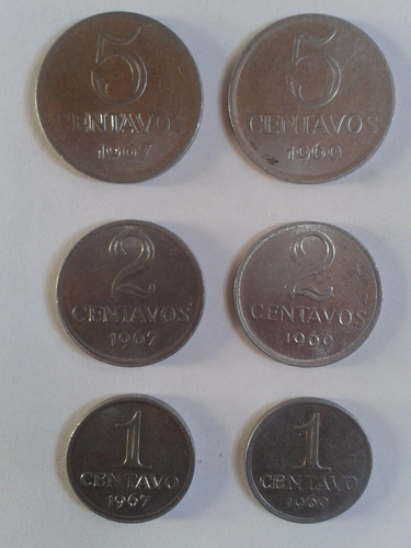 1 * 2 * 5 Centavos 1967 - 1969 Brasil L06