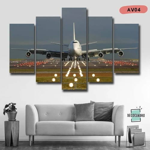 Imagen 3 de 9 de Poliptico Moderno 100x50 Cuadro Personalizable Aviones