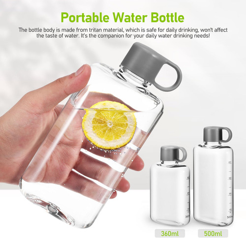 Kisangel 2 Botellas De Agua Planas, Delgadas, Reutilizables,