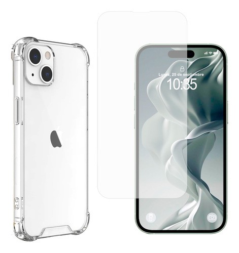 Funda Case Transparente Para iPhone 15 + Vidrio Templado