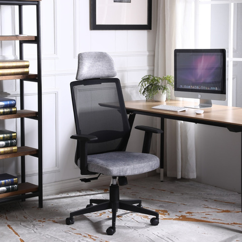 Imagen 2 de 10 de Silla De Oficina Gerencial Snake En Tela Gris Brazos 2d