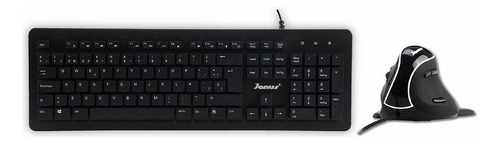 Combo Teclado Y Mouse Ergonómico Janus Usb Promo Color del teclado Negro