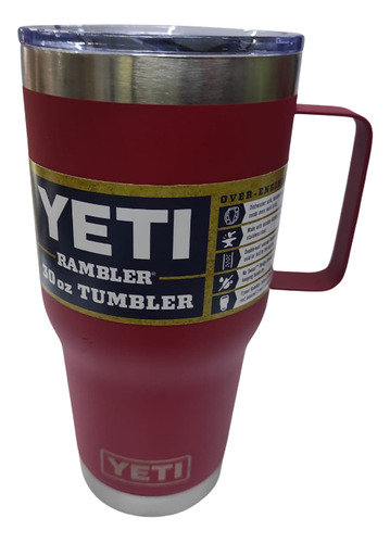 Termo Yeti 30 Oz Con Agarradera Color Rojo 