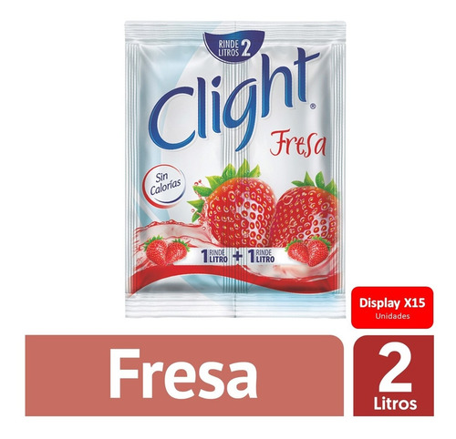 Refresco En Polvo Clight Fresa Rinde 2 Litros Caja X15 Uds.