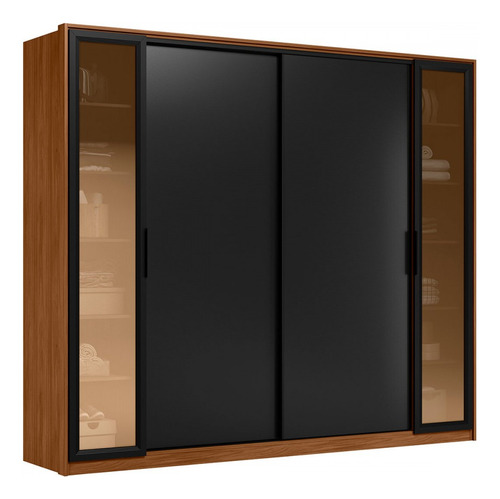 Guarda Roupa Casal Laredo 4 Portas 4 Gavetas Flex Com Vidro