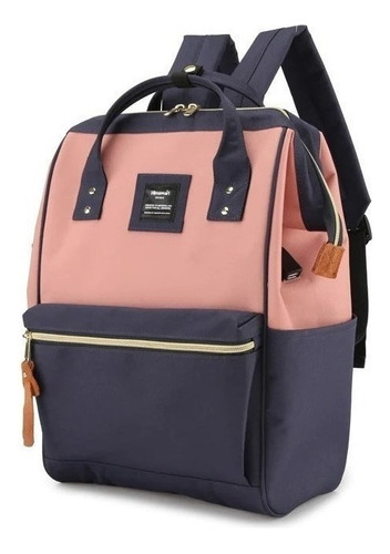 Mochila urbana Himawari 9001 color azul/rosa diseño liso 19L