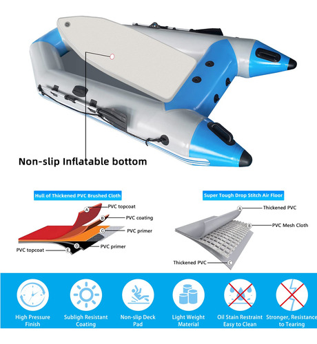 Bote Kayak Pesca Inflable 10 Pies Con Remos Y Bolsa.