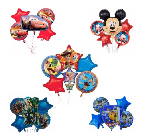 Bouquet De Globos Metalizados Infantiles Surtidos Pack X8