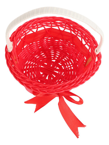5 Cestas Pequeñas De Mimbre Con Asas, Forma Redonda, Flor De