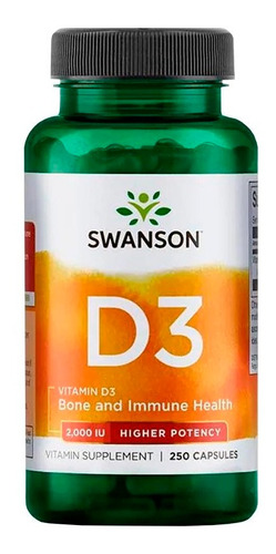 Vitamina D-3 Alta Potencia 50mcg 2000iu Swanson 250caps Sabor N/a