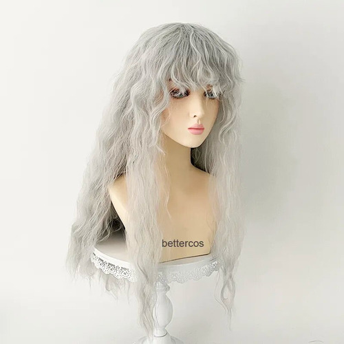 Peluca De Cosplay Berserk Griffith, Gris Claro, Rizada, Ondu