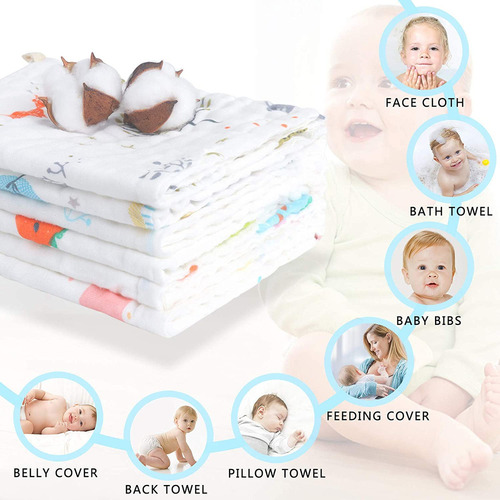 6 Paños Para Eructos Ultra Suaves Y Absorbentes Para Bebés