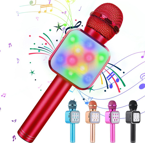 Microfono Karaoke Inalambrico Con Luz Led /rojo