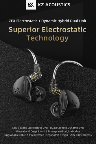Imagen 3 de 10 de Audífonos Kz Zex Pro Sin Micrófono Originales + Estuche Kz