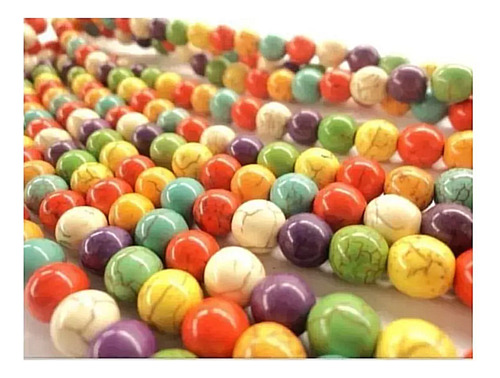 Pasta Turquesa Multicolor 8mm Piedra Bisuteria  10pzs+envio