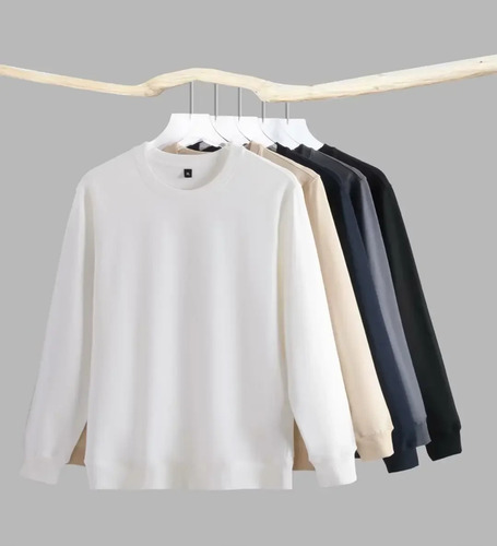 Sudadera Con Cuello Redondo De Algodón Pesado Para Hombre