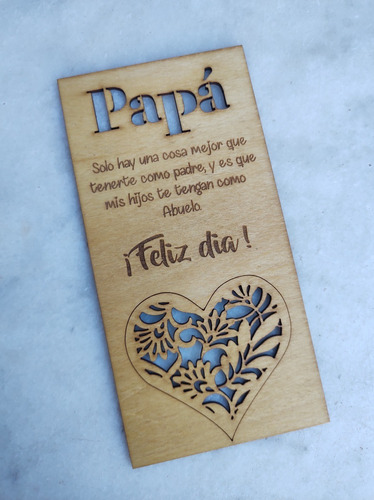 Imagen 2 de 2 de Abuelo. Tarjeta Rectangular Madera Idea Regalo Dia Del Padre