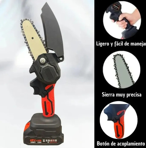 Mini Motosierra Eléctrica Portátil Batería 48v + Maletin Gt Negro