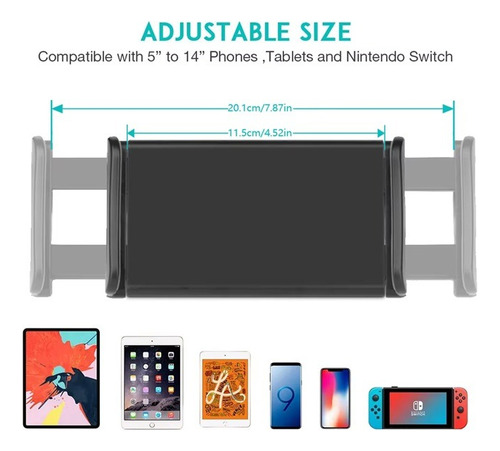 Soporte Brazo Auto Tablet 360° Ajustable Cabecera 360°
