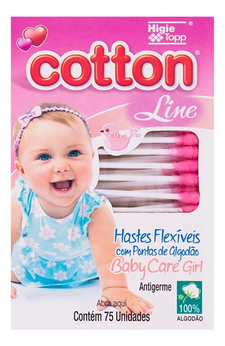 Haste Flexível Cotton Line Girl com 75 unidades