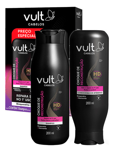 Kit Shampoo Condicionador Choque De Reconstrução 200ml Vult