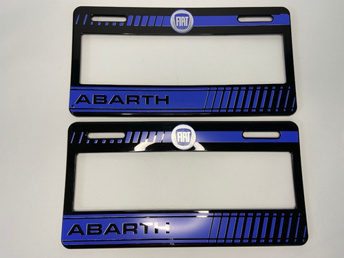 Par De Portaplacas Fiat Abarth Azul Tipo Europeo Ancho Se