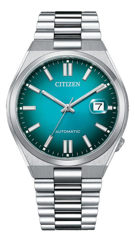Reloj Citizen Hombre Automatico Nj0151-88x Plateado Azul Azul Turquesa