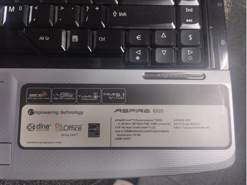 Laptop Acer Aspire 6920 Para Repuestos Pantalla Teclado Otro