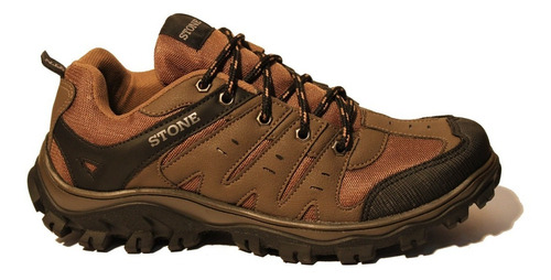 Zapatillas Hombre Stone 4104 Trekking Montaña Gris Marron