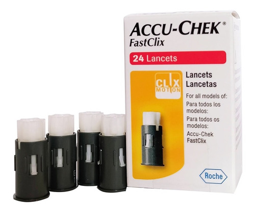 Lancetas Accu Chek Fastclix Caixa C/24un Controle Glicemia