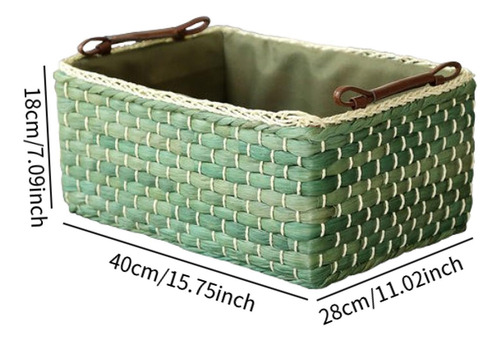 Organizador De Mesa Rectangular Con Asa Y Cesta Tejida Medio