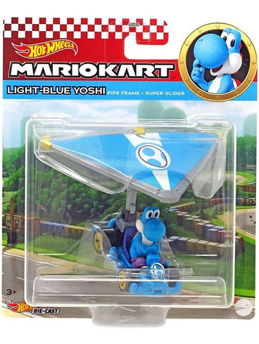 Hot Wheels Mariokart Con Glider - Mario Color Light Blue Yoshi