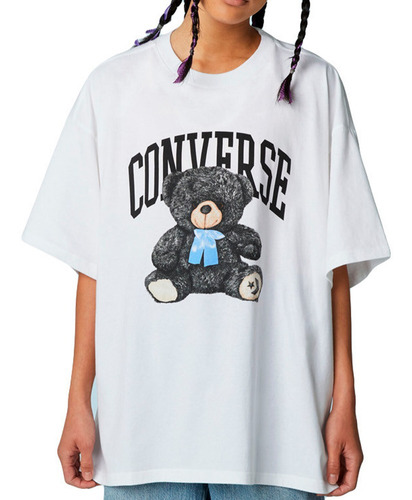 Camiseta Converse Oversized Teddy Bear Unisex-blanco