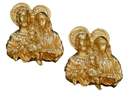 30 Apliques Sagrada Família Resina Lembrancinha Dourado Ouro