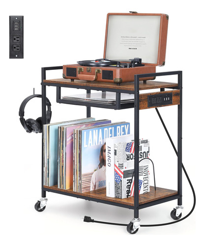 Soporte Para Tocadiscos Con Almacenamiento De Vinilo, Soport