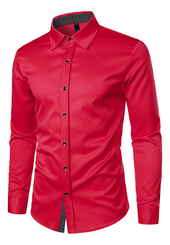 Blusa Camisa De Manga Larga Con Botones Y Cuello Vuelto Para