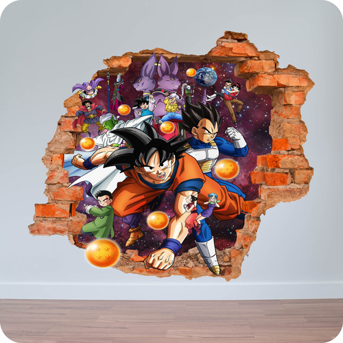 Vinilo Pared Rota 3d  Dragon Ball Z Kai 80x80